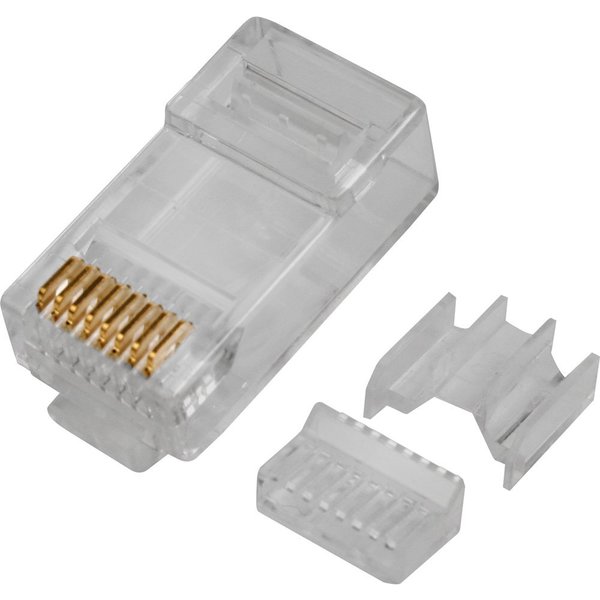 Quest Technology International Modular Plugs, 100 Pack - Cat6A, Rj45 (8P8C) W/ Load Bar, Round, Solid/Stranded, 50U Gold NMP-8925